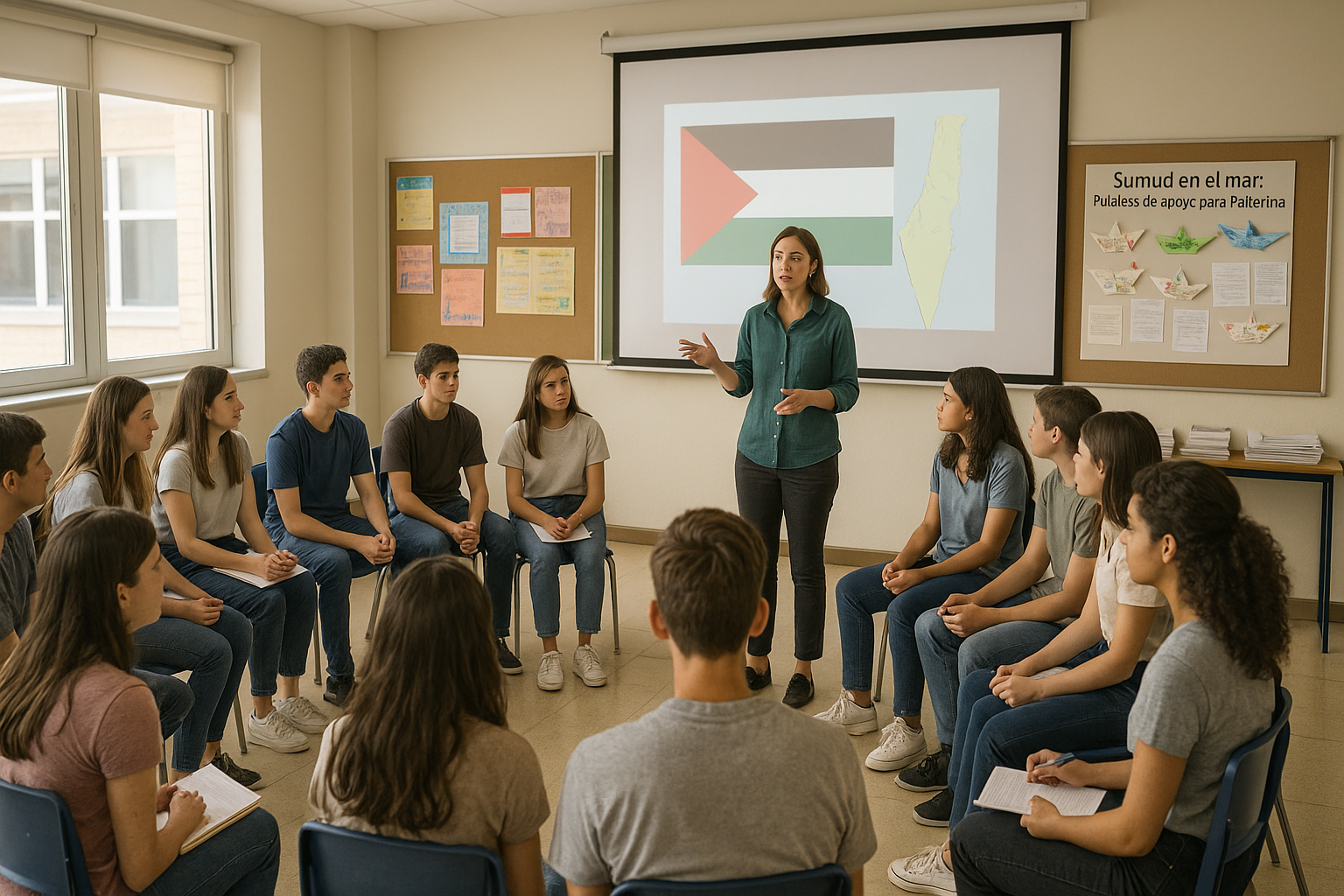 Salón de clase con docente y estudiantes Salón de clase con docente y estudiantes