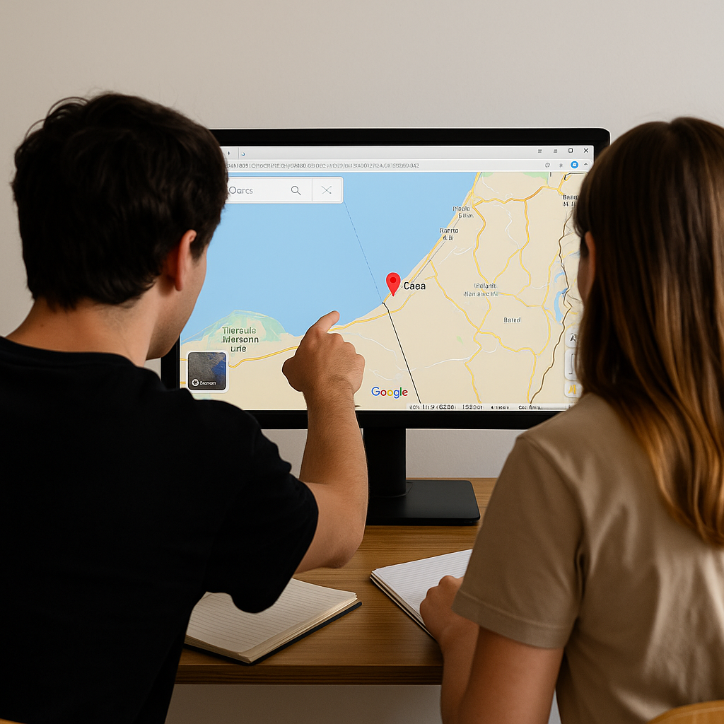 Estudiantes trabajando en Maps