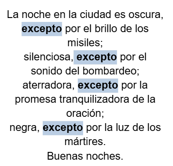 Poema con figura literaria repetición EXCEPTO