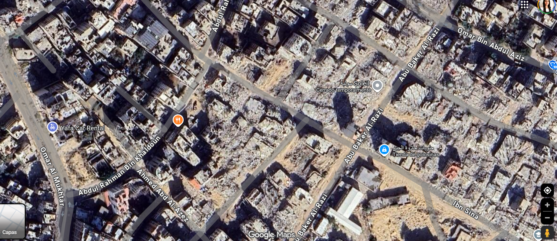 Imagen satelital desde Gaza